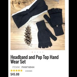 Classic Bearpaw Sherpa headband and pop top mitts
